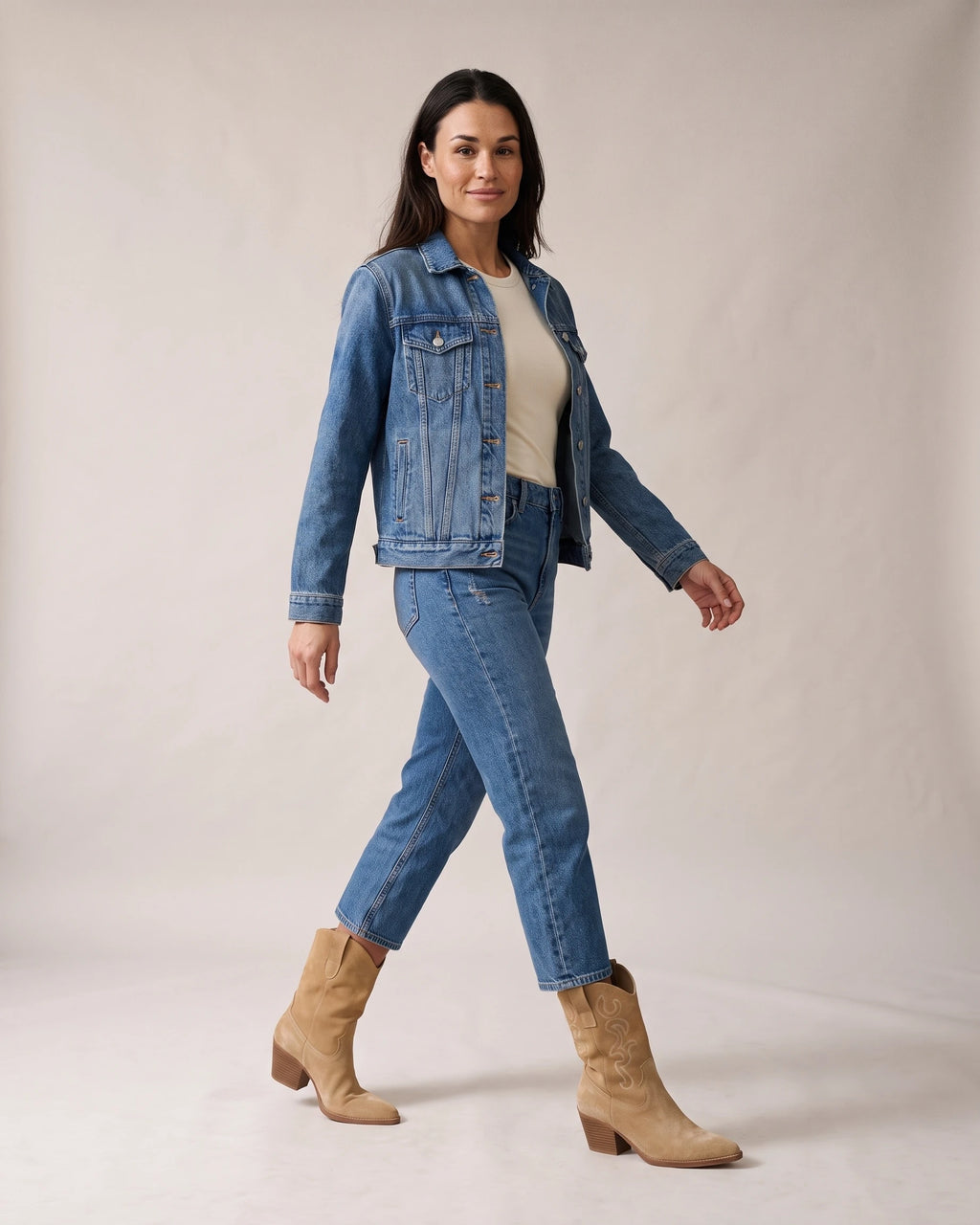 Women's Wide Calf Embroidered Cowboy Boots with Pointed Toe and Stacked Heel