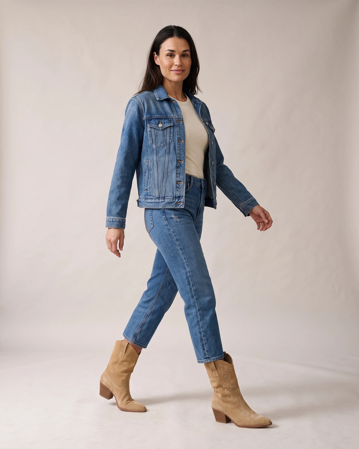 Women's Wide Calf Embroidered Cowboy Boots with Pointed Toe and Stacked Heel